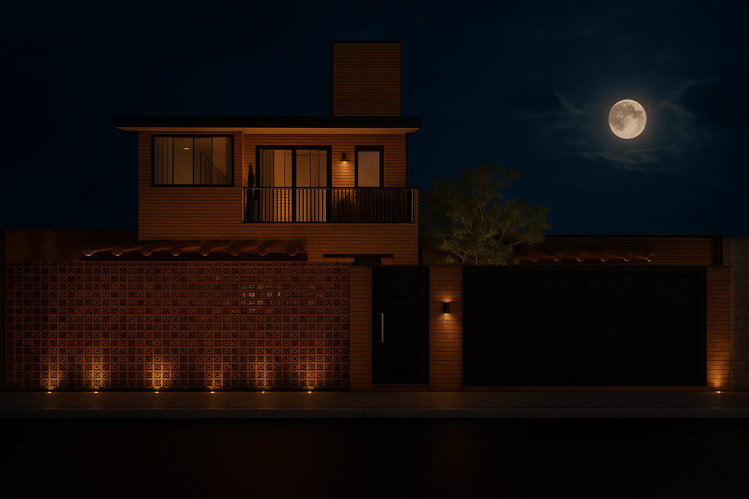 Fachada da Residência Melo à noite